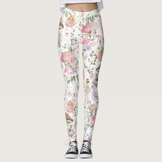 Girly Floral Fairy Enchanted Forest Leggings (Voorkant)
