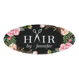 Girly Floral Hair Cut Salon Scissors Logo Naambadge