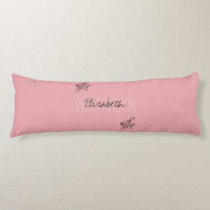 Girly Floral Kalligrafie Naam roze blush rood Lichaamskussen