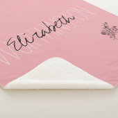 Girly Floral Kalligrafie Naam roze blush rood Sherpa Deken (3/4)