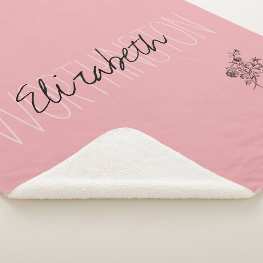 Girly Floral Kalligrafie Naam roze blush rood Sherpa Deken (3/4)