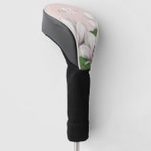 Girly Floral Magnolia Pink Monogram Naam Golfheadcover (Schuin)
