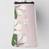 Girly Floral Magnolia Pink Monogram Name Golf He Golfheadcover (Draai 90)