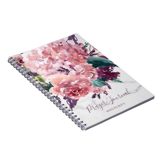 Girly Floral Marble Prayer Journal Notitieboek (Rechterzijde)
