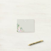 Girly Floral Monogram Greenery Post-It Notes (Op bureau)
