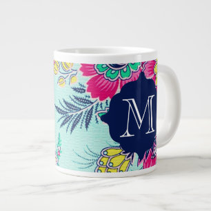 Girly Floral Paisley Monogram Giant Mok