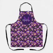 Girly Floral Pansies Pattern Paarse Monogram Schort (Voorkant)