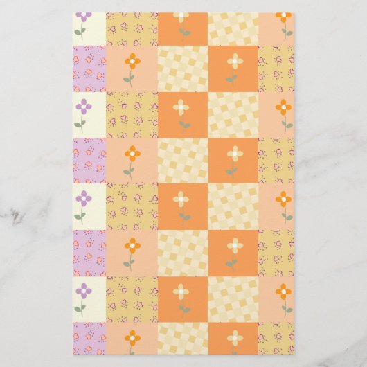 Girly Floral Patchwork Briefpapier (Voorkant)