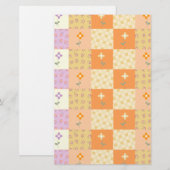 Girly Floral Patchwork Briefpapier (Voorkant / Achterkant)