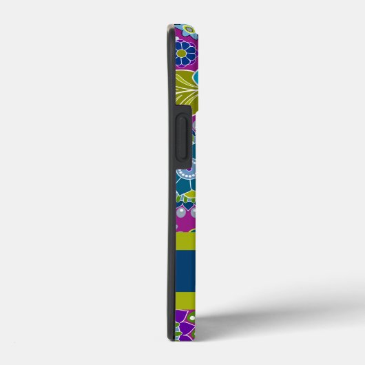 Girly Floral Pattern met Monogram Case-Mate iPhone Case (Achterkant / Rechts)