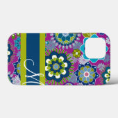 Girly Floral Pattern met Monogram Case-Mate iPhone Case (Achterkant (horizontaal))