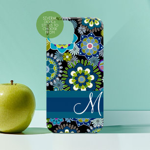 Girly Floral Pattern met Monogram Case-Mate iPhone 14 Pro Hoesje