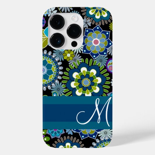 Girly Floral Pattern met Monogram Case-Mate iPhone Case (Achterkant)