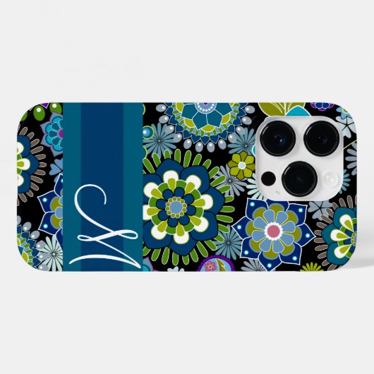 Girly Floral Pattern met Monogram Case-Mate iPhone Case (Achterkant (horizontaal))