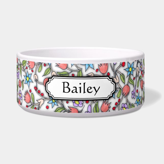 Girly Floral Pattern Voerbakje (Voorkant)