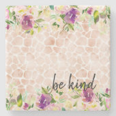 Girly Floral Peach Giraffe Print Waterverf Stenen Onderzetter (Voorkant)
