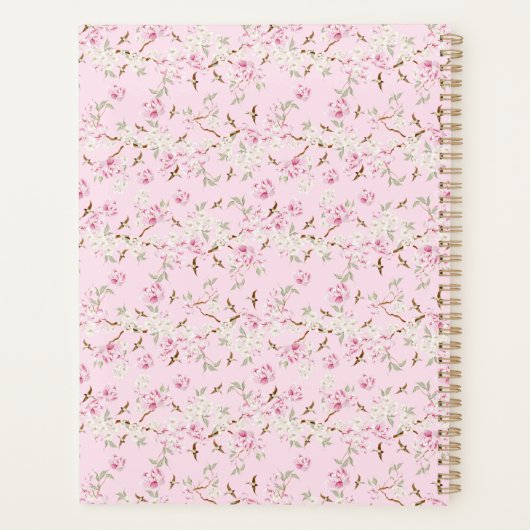 Girly Floral Pink Bow Coquette Custom 2026 Planner (Achterkant)