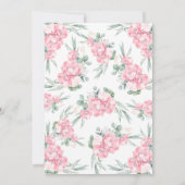 Girly Floral Pink Elephant Baby shower Invitation Kaart (Achterkant)