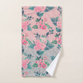Girly Floral & Pink Silver Ombre Glitter Design Bad Handdoek (Handdoek)