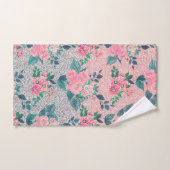Girly Floral & Pink Silver Ombre Glitter Design Bad Handdoek (Handdoek)