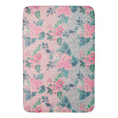 Girly Floral & Pink Silver Ombre Glitter Design Badmat (Voorkant Verticaal)