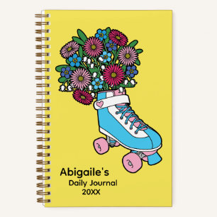 Girly Floral Schaats Illustratie Gepersonaliseerd Notitieboek