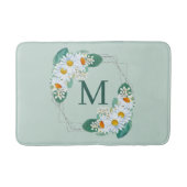 Girly Floral Silver Sparkle Monogram Badmat (Voorkant)