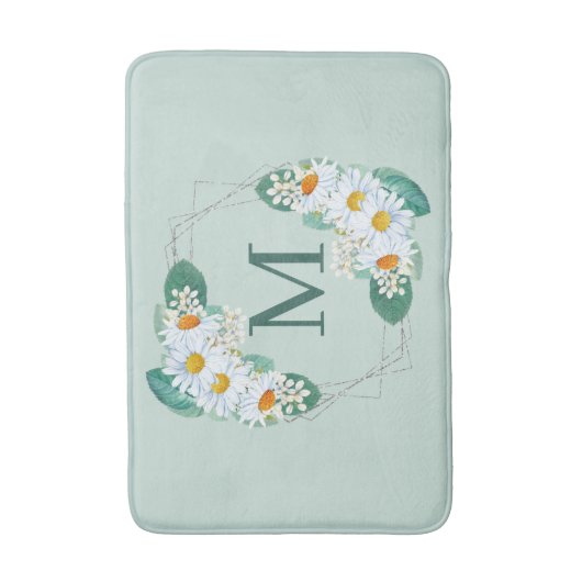 Girly Floral Silver Sparkle Monogram Badmat (Voorkant Verticaal)