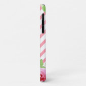 Girly Floral Stripes Monogram Aangepast Case-Mate iPhone Case (Achterkant/links)