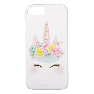 Girly Floral Unicorn Pink Gold Specialized iPhone 8/7 Hoesje