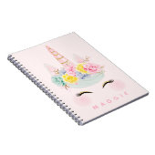 Girly Floral Unicorn Pink Gold Specialized Notitieboek (Rechterzijde)