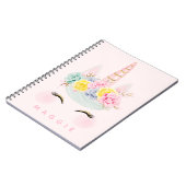 Girly Floral Unicorn Pink Gold Specialized Notitieboek (Linkerzijde)
