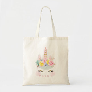 Girly Floral Unicorn Pink Gold Specialized Tote Bag