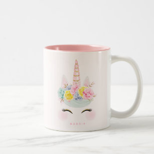 Girly Floral Unicorn Pink Gold Specialized Tweekleurige Koffiemok