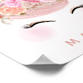 Girly Floral Unicorn Rose Gold Personalized Poster (Hoek)