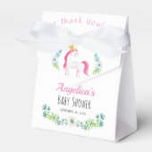 Girly Floral Waterverf Pink Unicorn Baby shower Bedankdoosjes (Voorkant Zijde)