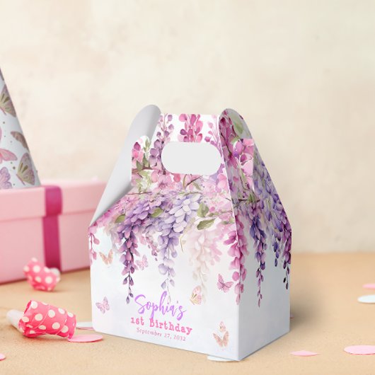 Girly Floral Wisteria Butterfly Kids Verjaardag Bedankdoosjes