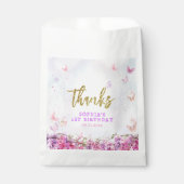 Girly Floral Wisteria Butterfly Verjaardag Dank u Bedankzakje (Voorkant)