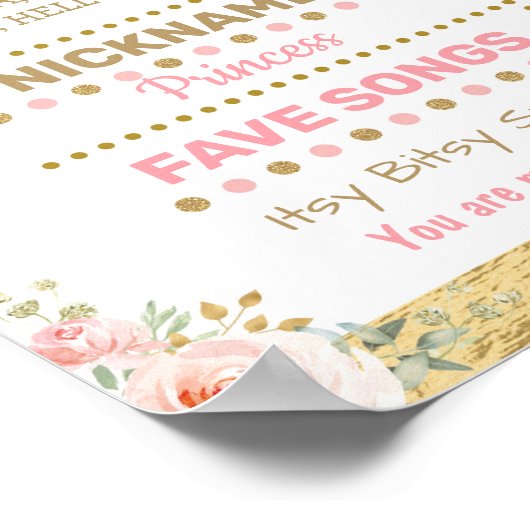 Girly Floral Woodland Deer Birthday Chalkboard Poster (Hoek)