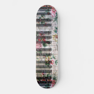 Girly florale muziek pianoklavier skateboard