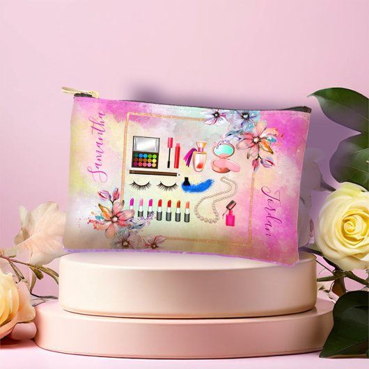 Girly Florals en Marmer Pinks Make-up Etui