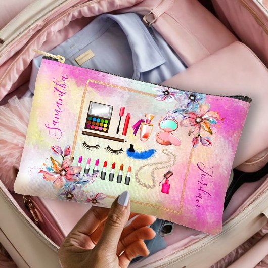 Girly Florals en Marmer Pinks Make-up Etui