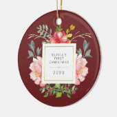  Girly Flowers Baby's Eerste Kerstmis Keramisch Ornament (Links)