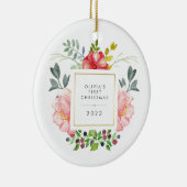  Girly Flowers Baby's Eerste Kerstmis Keramisch Ornament (Rechts)