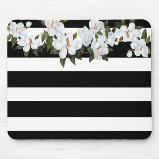 Girly Flowers Magnolia, Stripes Muismat (Voorkant)