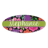 Girly Flowers met Cute Script - kleurrijk Naambadge