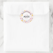 Girly Flowers Monogram en Name Bookplate Ronde Sticker (Tas)
