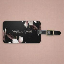 Girly  Flowers Monogram Naam Typografie Bagagelabel