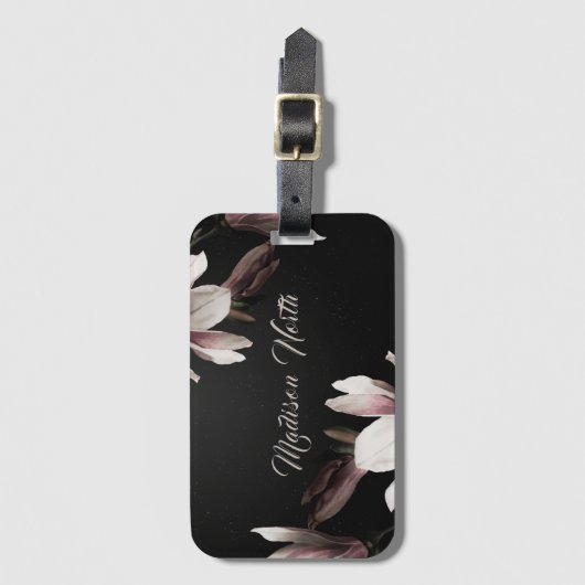 Girly  Flowers Monogram Naam Typografie Bagagelabel (Voorkant (verticaal))