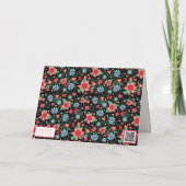 Girly Flowers Zwarte Inspirivity Notecard Kaart (Achterkant)